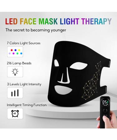 7 Color LED Red Light Therapy Mask - Anti-Aging Portable Facial Skin Care with Remote Control - Buy Online on GoSupps.com