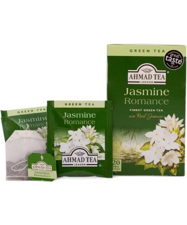 Ahmad Tea Jasmine Romance Green Tea with Jasmine Flowers - 20 Tea Bags (2g) - Ribbon Tea Bags - Pack of 1 - Buy Online on GoSupps.com