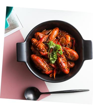 Alipis Soup Double Tableware Dessert Noddle Salad Ceramic Home Fruit Bowl Kitchen Large Capacity Container Black 23X19X7.7CM - Buy Online on GoSupps.com