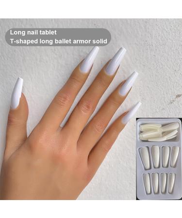 AUklOPVZZ 1 Set French Tip Press on Nails Coffin Fake Toe Tips Stick Full Cover Ballet Style Art Decals Beauty Tool Manicure Type 1 - Buy Online on GoSupps.com