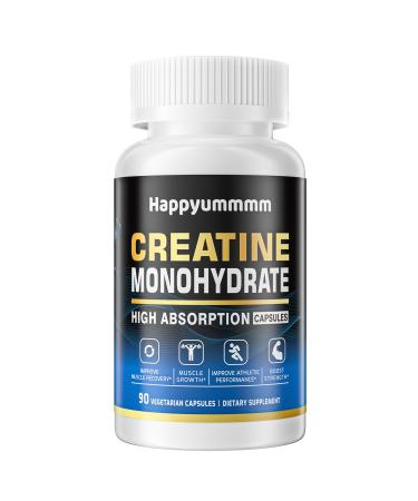 Creatine Monohydrate Capsules - Micronized Creatine Monohydrate Creatine Pills - 3 Creatine Capsules per Serving 2500mg Gluten Free 90 Capsules 90 Count (Pack of 1)