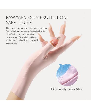 Fingerless Ice Silk Nail Gloves - UV Nail Care Accessories for Gel Nails Manicure (Pink) - Buy Online on GoSupps.com