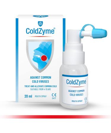 (Pack of 2) ColdZyme Mouth & Throat Spray Reducing a Cold by up to 3.5 Days - Deactivates Cold viruses - Use at First Signs of a Cold (Scratchy Throat runny Nose) - Menthol Flavour 2x20 ml - Buy Online on GoSupps.com