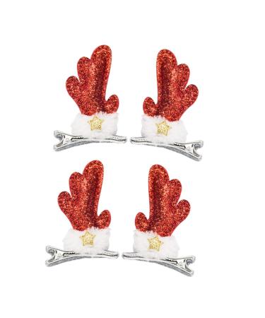 FRCOLOR Baby Pairs Elk Sequin Barrette Christmas Barrettes baby hair clip Christmas reindeer Hairpin festive Bobby hair clip Reindeer Hair Clips girl two piece suit elk horns Fabric