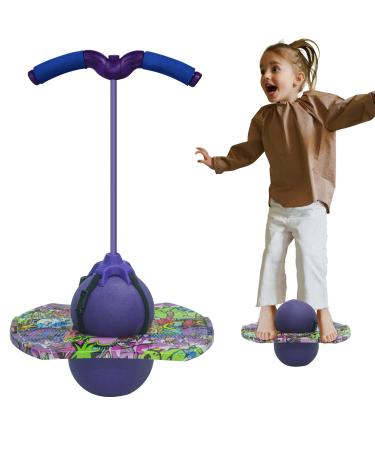 monleelnom Pogo Ball with Handles The Handles are Adjustable Equipped with an air Pump Suitable for Children and Adults Used to Exercise Balance Ability Maximum Load-Bearing 200LB(Purple)