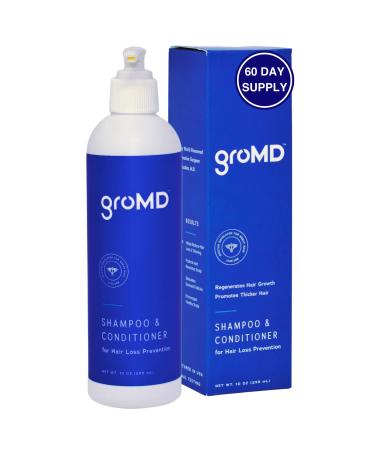 GroMD Biotin Shampoo and Conditioner, Hair Growth Shampoo, Hair Loss Shampoo for Men & Women, Regrowth Treatment & Thickening, Contains Argan Oil & DHT Blocking Ingredients, Doctor-Formulated, 10 oz