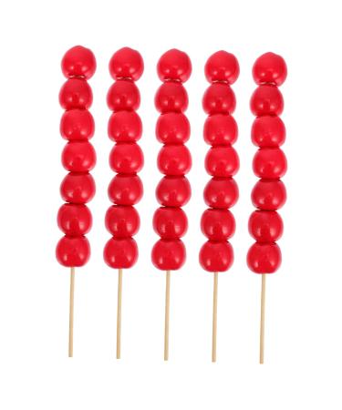 CAXUSD 5pcs Simulated Candied Haws Candy Toys Chinese Candy Model Artificial Candy Candied Preserved Haws Faxu Sugar- Coated Haws Sugar Coated Haws Toy Decor Food Toddler Crafts Foam Red