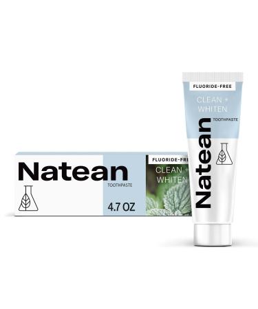 Natean Clean + Whiten Fluoride Free Whitening Toothpaste  Clean Mint - 4.7 Oz Tube