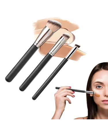 Zeayebsr 3 Pieces Foundation Brush Liquid Foundation Brush Concealer Brush Make Up Brush with Soft Synthetic Fiber Face Make Up Brushes for Creamy Powder or Liquid Foundation