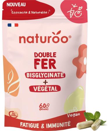 Double Fer : Bisglycinate + V g tal (Arbre Curry Bio) - 60 G lules Vegan (2 mois) - Fatigue Globules Rouges Immunit avec Vitamines B2 & C - Fabriqu en France