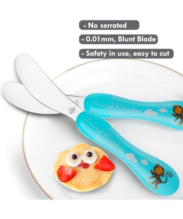 Lehoo Castle Toddler Cutlery Set - 6 Piece Stainless Steel Kids Knife and Fork Set with Safe ABS Handle - Animals Design - Grey - Buy Online on GoSupps.com