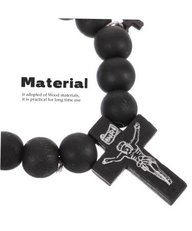 Didiseaon Cross Jewelry Gift Cross Bracelets Beaded Bracelets for Men Cross Braclet Charm Bracelet Baptism Gifts 10x10cm Black - Buy Online on GoSupps.com