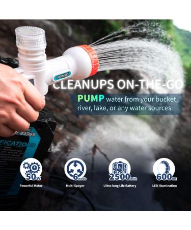 ZOOOBELIVES High Pressure Camping Shower with Pump - Portable Rechargeable Outdoor Shower with LED Light and Multi-use Sprayer for Camping, Beach, and Pet Cleaning - Buy Online on GoSupps.com