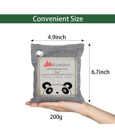 Kunova (TM) 4 Pack - 200g Each Bamboo Charcoal Deodorizer Natural Air Purifying Bags Dehumidifier Odor Absorber Odor Neutralizer for Home Shoes Car Pet Areas Total 800 Gram - Buy Online on GoSupps.com