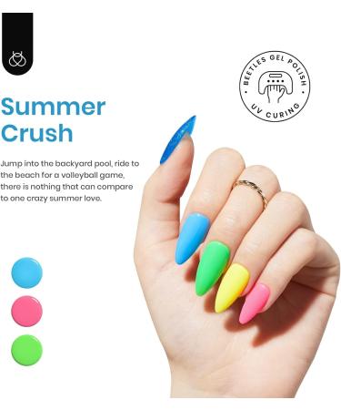 beetles Gel Polish 6 Pcs Neon Hot Pink Glitter Nail Set Green Blue Shimmer Summer Cursh Nail Design Gel Nail Soak Off Nail Lamp Cured Manicure Kit for Women Girls A-Summer Crush - Buy Online on GoSupps.com