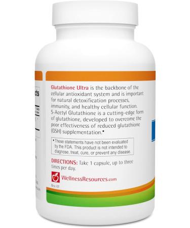 Wellness Resources Glutathione Ultra Supplement - Bioavailable S-Acetyl L-Glutathione (SAG) - Antioxidant, Detox & Cellular Health Immune Support - High Absorption, Non-GMO, Gluten-Free, 90 Capsules - Buy Online on GoSupps.com
