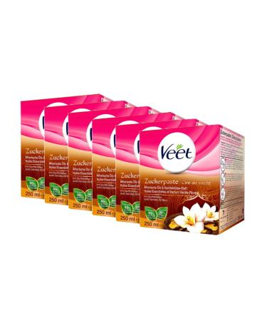 Veet Sugaring sugar paste vanilla blossom for hair removal for noticeably smooth skin for up to 4 weeks 6 -pack 1500 ml (6 x 250ml) 438g