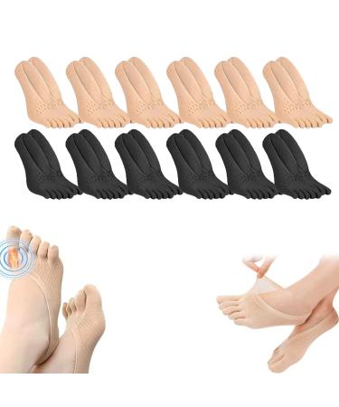Orthoes Bunion Relief Socks Projoint Antibunions Health Sock Sock Align Toe Socks for Bunion Bunion Corrector for Women and Men (Black+Skin Tone 12pcs) Black+skin Tone 12pcs