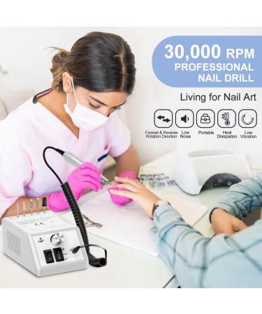 Professional Electric Nail Drill 30000 RPM Efile | Manicure Grinder Tools for Acrylic Nails | Nail Drill Bits Set & Sanding Bands Included | White - Buy Online on GoSupps.com