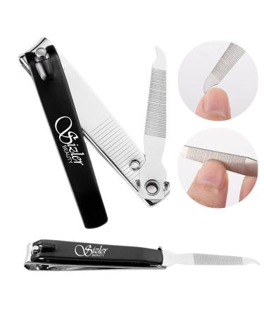 Sizler Beauty Nail Clippers Set Nail Cutter Stainless Steel for Thick Fingernails Toenails Heavy Duty Nail Clipper for Men Women - Black