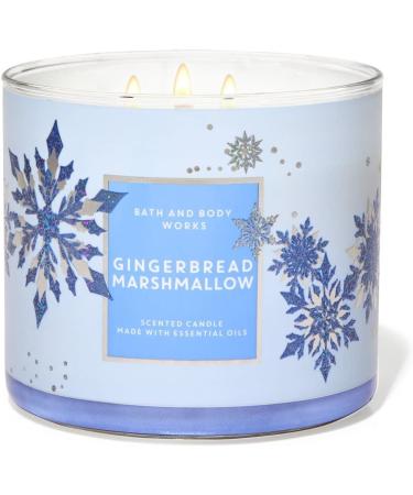 Bath & Body Works Gingerbread Marshmallow 2020 3-Wick Candle - Scented with Essential Oils - 14.5 oz | International Shipping Available - Buy Online on GoSupps.com