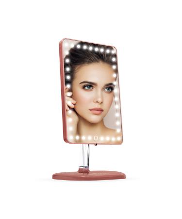 Impressions Vanity Touch Pro Makeup Mirror with LED Lights and Bluetooth Speaker  360 Adjustable Rotation Rectangle Vanity Mirror with Touch Screen Switch and USB Charging Port (Rose Gold)