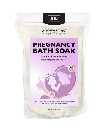 Aromasong Dead Sea Pregnancy Bath Soak 5 LB - Natural Lavender with Pure Magnesium Flakes & Minerals - Used for Pregnancy & Postpartum Muscle Ache & Leg Discomfort - Better Absorbing Than Epsom Salt Lavender 5 Pound (Pac...