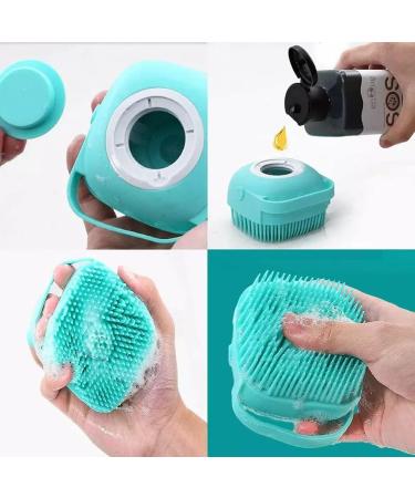 Dog Bath Brush Soft Silicone Dog Shampoo Brush | Pet Shampoo Massage Dispenser Grooming Shower Brush Bath Shampoo Massage Dispenser Shower Brush for Short Long-Haired Dogs and Cats (Blue) - Buy Online on GoSupps.com