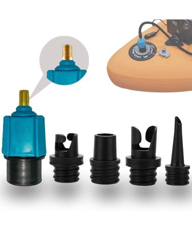 Paddle Board Pump Adapter, FIPASEN Air Pump Adapter for Inflatables, SUP Pump Adaptor with 4 Air Valve Nozzles for Inflatable Boat, Stand Up Paddle Board,Inflatable Bed, Compressor Air Valve Converter Blue