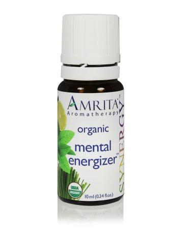 AMRITA Aromatherapy: Mental Energizer Synergy Essential Oil Blend (Natural Energy Booster) Organic Essential Oil Blend of Lemon Distilled Lime Peppermint & Ginger CO2 -Size: 60ML