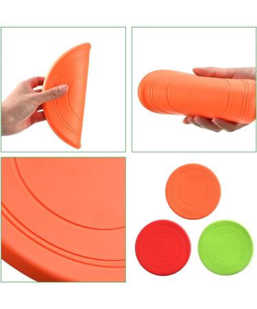 TSHAOUN 3pcs dog frisbee Dog Flying Disc Toy Natural Soft Rubber Pet Flying Saucer for Outdoor Interactive Fun. 7Inch (red green orange) - Buy Online on GoSupps.com