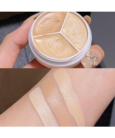Alisesun 2 Pcs Tri-Color Concealer Cream Set with Brush - Color Correcting, Contour, Highlight, Dark Circle Concealer - Moisturizing & Long Lasting - Buy Online on GoSupps.com