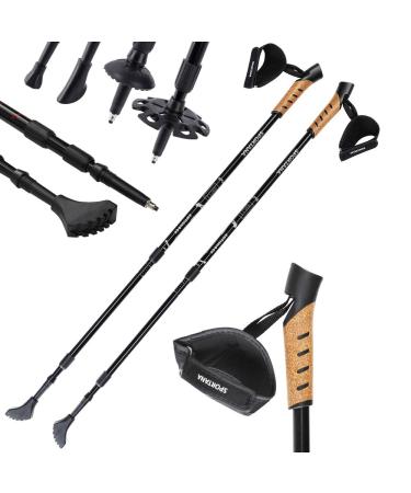 Sportana Nordic Walking sticks infinitely adjustable 68-135 cm 5 attachments anti-shock suspension hiking hiking sticks trekking sticks Telescopic stick 1 pair of gray