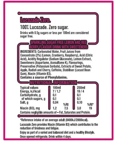 Lucozade Energy Zero Pink Lemonade 900ml - Refreshing Lemon Pink Flavor (1 Pack) - Buy Online on GoSupps.com