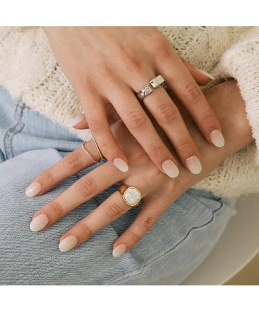 Sethexy Snake Line False Nails - 24Pcs Abstract Oval Acrylic Nail Tips for Women & Girls (White) - Buy Online on GoSupps.com