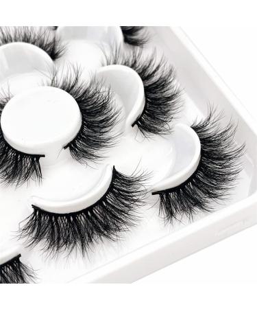 Lashes Big Curl 3D Faux Mink Lashes 15mm Lashes Handmade Strip Eyelashes Dramatic Long Soft Wispy False Eyelashes for Women Bold Makeup 5 Pairs (MS006)