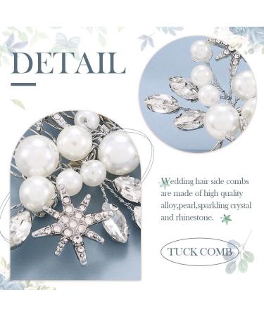 Yean Pearls Bridal Wedding Hair Comb Silver Rhinestone Bridal Side Combs Star Hair Accessories for Bride and Bridesmaid - Buy Online on GoSupps.com