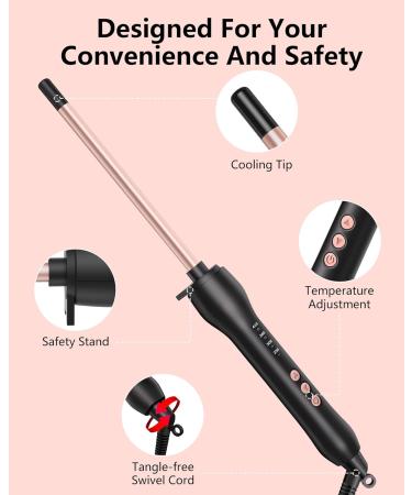 3/8 Inch Curling Iron - Adjustable Temperature Tiny Curling Wand for All Hair Types - Ceramic Small Barrel with Heat Resistant Glove - Buy Online on GoSupps.com