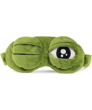 Unisex 3D Cute Frog Eye Mask Cover - Green Cartoon Sad Frog Design for Sleeping, Rest, Travel - Funny Anime Gift - Buy Online on GoSupps.com