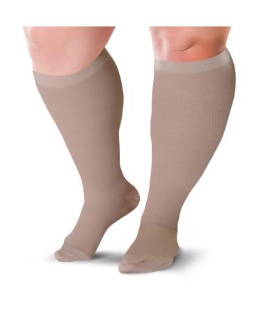 Blu horn knee-high compression stockings 20-30 mmHg for daily use improves blood circulation relieves pain and swelling XL beige