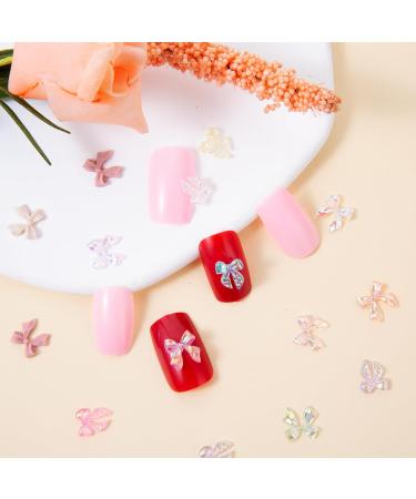 100 Pcs Aurora Bow Nail Charm Colorful Bowknot Nail Accessories Resin Cute Nail Rhinestone Glitter 3D Mix Styles Nail Decoration Kits for Nail Art Craft and Decoration - Buy Online on GoSupps.com