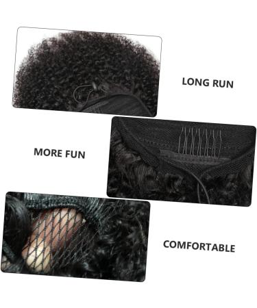 minkissy 1 Pc Curl Horse Tail Black Wigs Drawstring Hairpiece Wrap Curly Hair Extension Curly Ponytail Bun Curly Ponytail Extension Wavy Ponytail Extension Woman Real Hair Hairpin Braid 50.8X26cm As Shown C - Buy Online on GoSupps.com