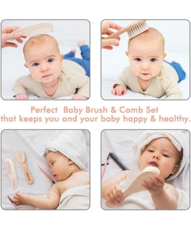 Haakaa Baby Hair Brush and Comb Set for Newborns & Toddlers - Natural Soft Goat Bristles - Gentle Grooming for Baby's Hair - Ideal for Cradle Cap - Perfect Baby Gift - 2 Pack - Buy Online on GoSupps.com