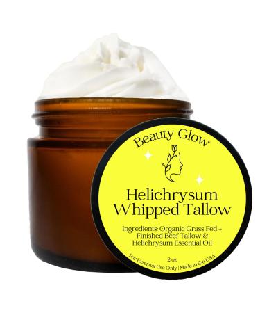 Beauty Glow Helichrysum Gymnocephalum Whipped Beef Tallow Balm Cream for Face & Body Age Defying Hydrating Skin Healing Full Body Hydration Multipurpose Balm 2 Oz