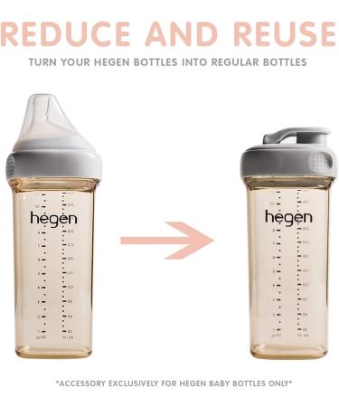 Hegen PCTO Toddler Bottle Drinking Spout Flip Lid - BPA, BPS, PVC, Phthalates Free | Leak Proof, Lightweight, Easy to Clean - Grey - Buy Online on GoSupps.com