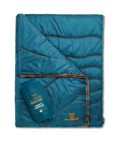Wise Owl Outfitters Camping Blanket - Packable & Waterproof Warm Camping Quilt - Outdoor Blanket for Stadium, Backpacking, Camping, Travel, and Hiking Blue