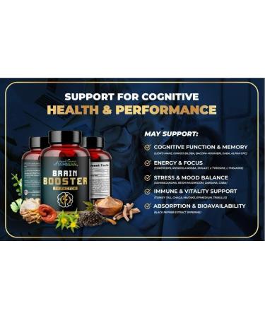 Brain Booster 38 Factor Nootropic Supplement | Herbal & Vitamin Blend for Focus Clarity & Cognitive Support | Adaptogen & Mushroom Complex with Vitamin B3 2 Pack (180 Capsules) - Buy Online on GoSupps.com