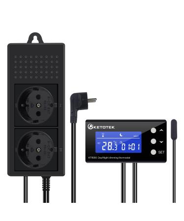 KetoTek Pid day night thermostat dimmer temperature controller socket plug with timer digital Dimmer thermostat for heat lamp greenhouse aquarium plants reptiles - Buy Online on GoSupps.com