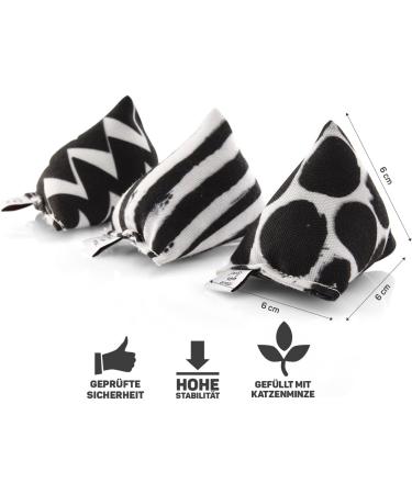 CanadianCat Company | Set of 3 Mini Pyramids | Black-White Catnip Pillows for Cats - Cuddly & Fun - Buy Online on GoSupps.com
