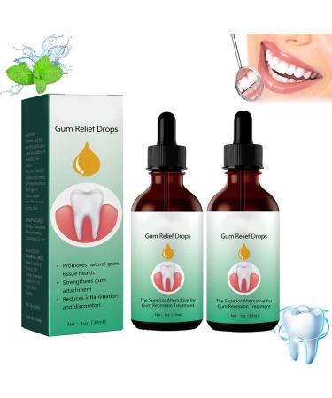 2023 New Gum Regrowth Drops-Rejuvenate Your Gums with Ease, Natural Gum Liquid Drops Mouthwash,Gum Treatment for Receding Gums,Gum Regrowth Drops,Natural Essential Oils,for Oral Care Restoration (2PC)
